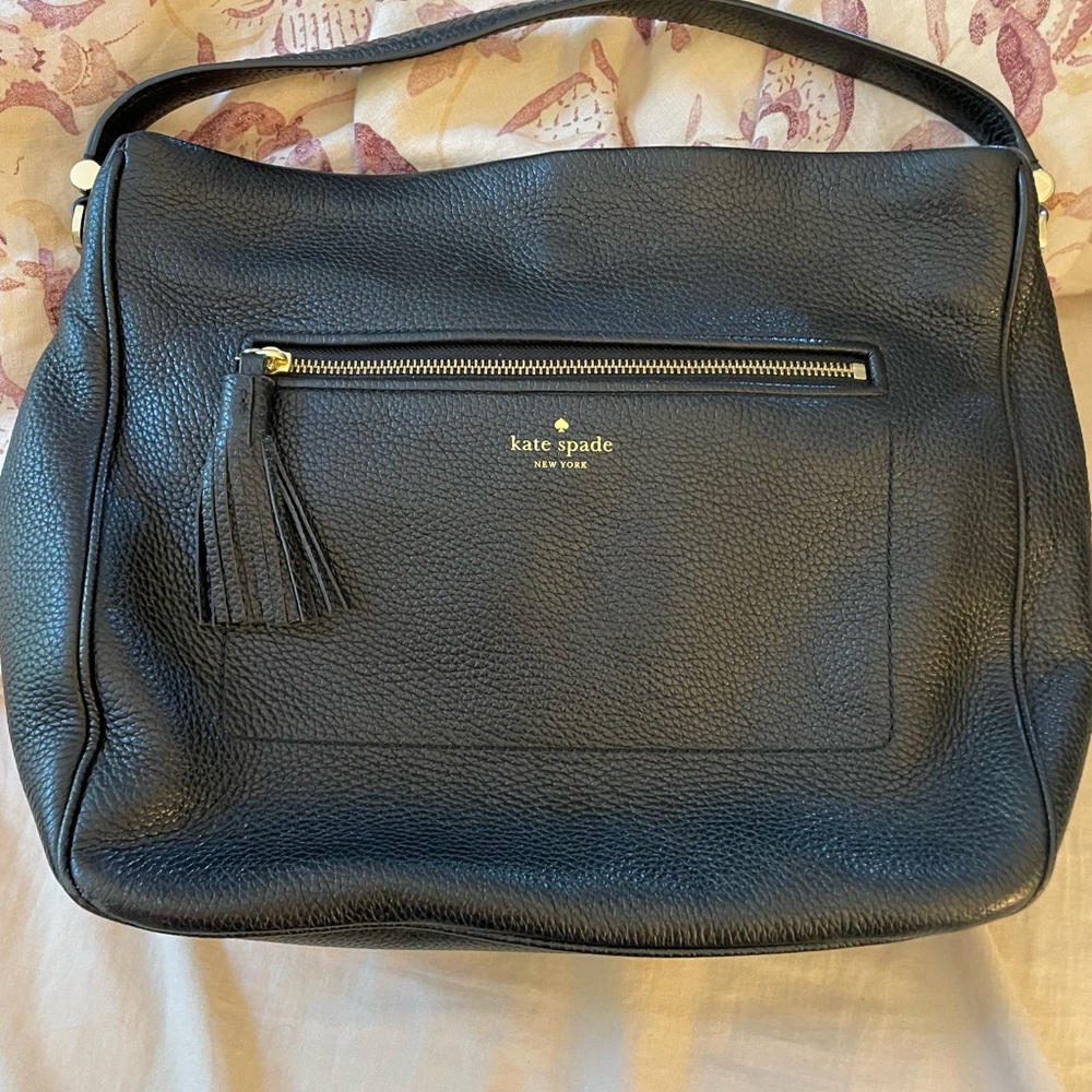 Kate Spade Black Michaela Chester Street Leather Shoulder Bag w/ Crossbody Strap
